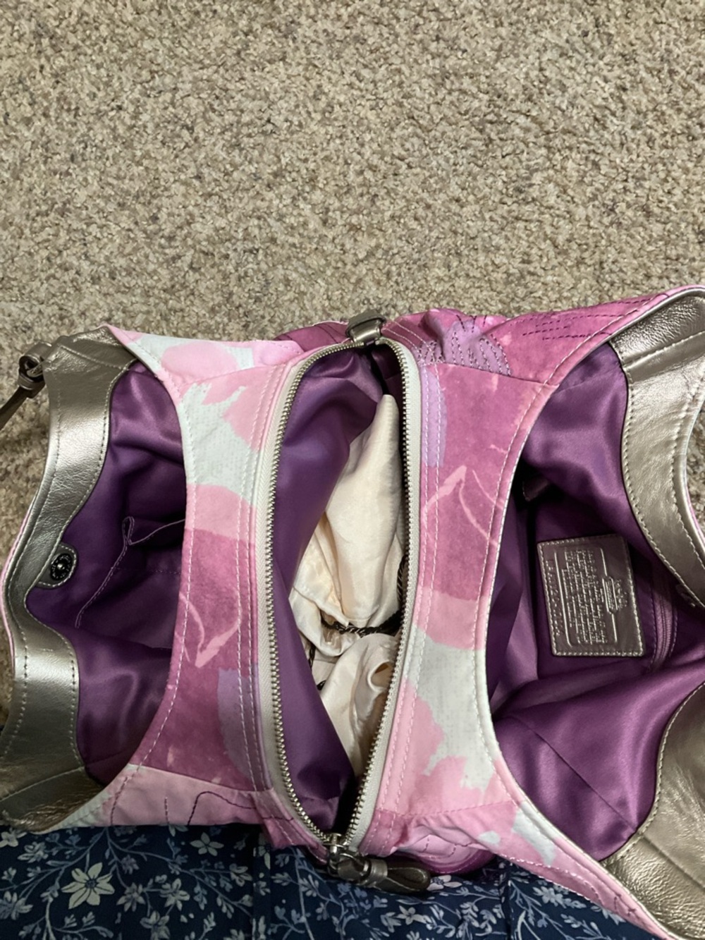 Coach Pink and Purple Floral Shoulder Bag - Picture 2 of 5
